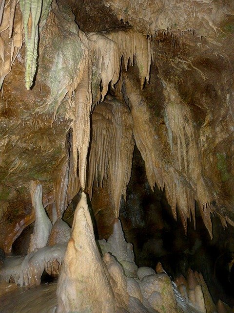 Stalactites and stalagmites in St. Beatus Caves